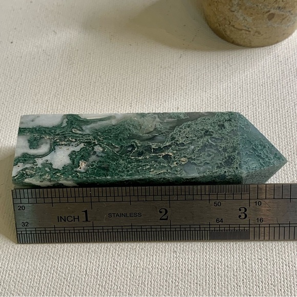 Moss Agate Crystal Tower Obelisk Energy Generator Chakra Healing Stone Wand 3.5" - Picture 14 of 14